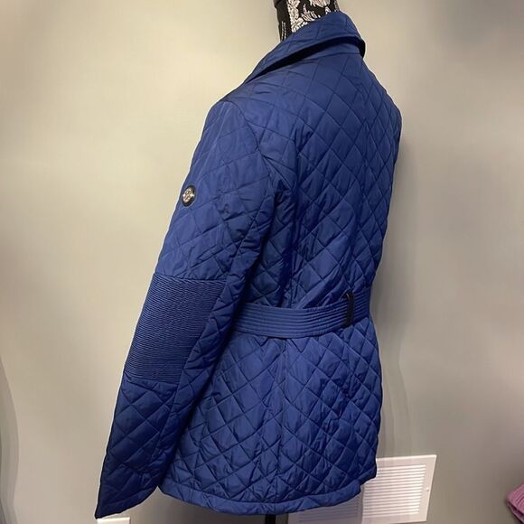 Dkny Belted Quilted Jacket-NAVY-Small - Picture 3 of 3